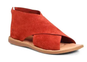 Born Iwa Red Aragosta Suede Leather Distressed Crossover Burnt Orange Sandals 6 thumbnail 4
