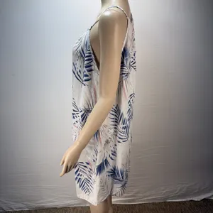 Lungo L'arno Tropical Floral Linen Mini Dress‎ Sundress Size M Spaghetti Strap thumbnail 3
