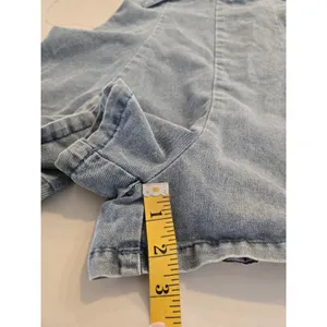 SHEIN Denim Tie Front Cutout Romper Size L Y2K Light Wash Flared Shorts Women thumbnail 12