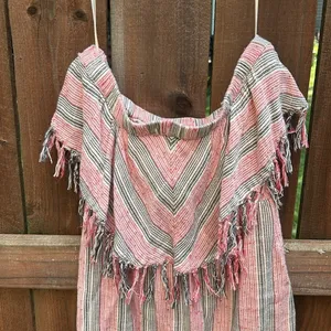 Billabong Strapless Fringe Chevron Striped Mini Dress thumbnail 5