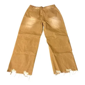 Brown Distressed Wide Leg Jeans XXL thumbnail 6