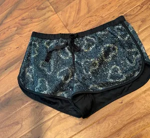 Victoria’s Secret Black Heart Cheetah Sequenced Mini Drawstring Shorts thumbnail 1