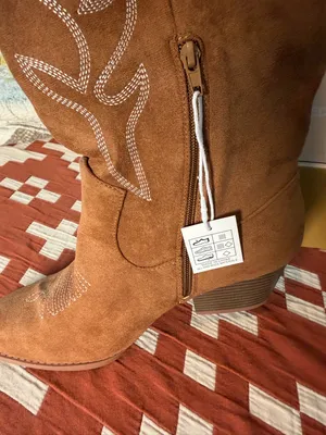 J. Adams Roundup Western Boots Camel Tan Vegan Suede Size 11 NWT thumbnail 4