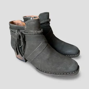 Börn Montilla Leather Ankle Boots Brown Distressed Western Boho Zip Womens 8.5 M thumbnail 4