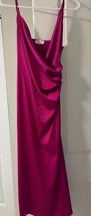 Pink Lily Fuchsia Satin Slip Cocktail Dress thumbnail 1