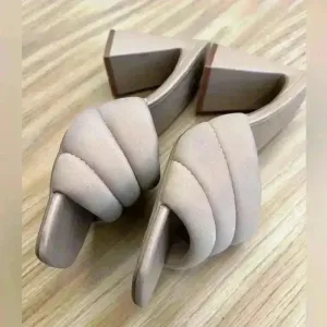 Nordstrom Open Edit Sheena Sandal Chunky Heel Square Toe Taupe Nude Size 8.5‎ thumbnail 3