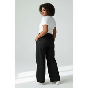 Celebrity Pink Womens Pants Size 2X Black Chino Twill Wide-Leg Hi-Rise Office thumbnail 4