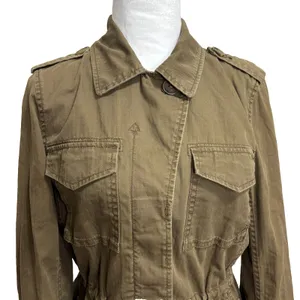 J.‎ Crew Jacket Brown Button Up Lightweight Utility Drawstring Waist Military S thumbnail 10
