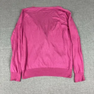 Ralph Lauren Golf Cardigan Sweater Womens‎ M Pink Silk Cashmere V Neck Pockets thumbnail 8