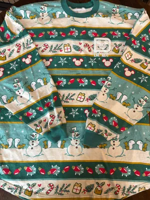 Walt Disney World Spirit Jersey Long Sleeve Christmas Snowman Holiday Size M thumbnail 1