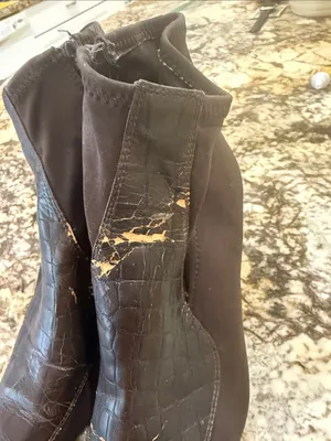 Coach and Four Dark Brown Croc-Embossed Pointed Ankle Boots thumbnail 4