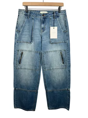 Hidden Jeans Cargo Wide Leg Jeans 26 NWT Low Rise Utility Zip‎ Pocket Denim thumbnail 3
