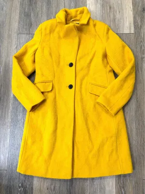 Sam Edelman Wool Blend Coat Large Mustard Yellow Winter Dressy thumbnail 1