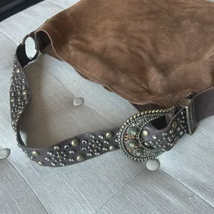 Leatherock USA Brown Western Suede Studded Slouchy Shoulder Purse thumbnail 5