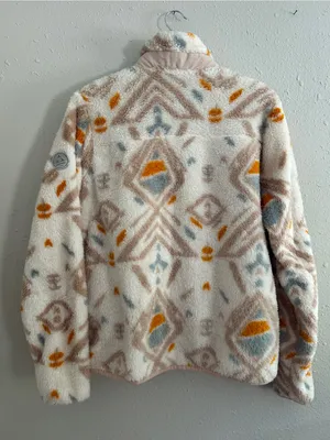 Gerry Cream Fleece Sherpa Jacket Geometric Accents Comfy Casual Neutral Fall thumbnail 6