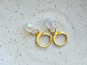 Handmade mini teardrop Czech glass simple minimalist earrings🤍 thumbnail 6