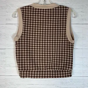 Urban Romantics Y2K Argyle Vest Women’s M Brown Preppy Retro Lightweight Academia thumbnail 2