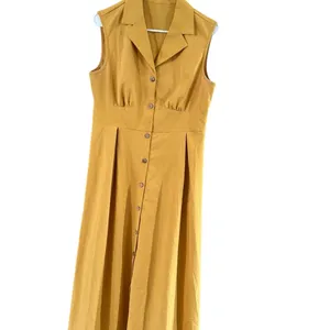 Amazon Essentials Yellow Pleated Midi Sundress Size L thumbnail 9
