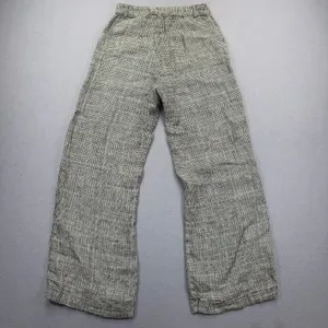 Reformation 100% Linen Wide Leg Plaid Pants‎ Black White Blue Size 2 High Rise thumbnail 8