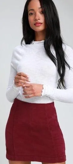 FREE PEOPLE Modern Femme Wine Red Mini Skirt thumbnail 1