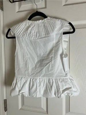 Zara White Ruffled Tie-Front Top Black Bow Coquette Size Small thumbnail 9
