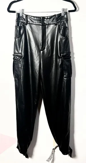 Meshki Black Leather Pants Sz Medium‎ Glam Edgy Grunge thumbnail 1