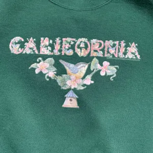 Vintage 90s California Hummingbird Floral Hunter‎ Green Crewneck Sweatshirt XL thumbnail 7