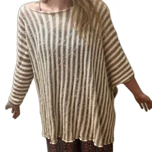 Georgina Estefania linen blend asymmetrical arm top M coastal beach thumbnail 15