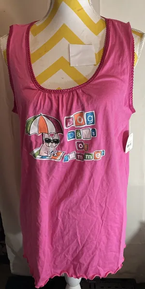Secret Treasures Dog Days Of Summer Pajama Short Set Boston Terrier Beach Scene Large 12-14 NEW thumbnail 1