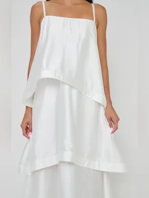 NWOT Show Me Your Mumu Ella Tiered Maxi Dress size XL white ivory satin thumbnail 4