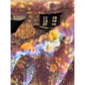 Vero Moda Purple Floral Crinkle‎ Mini Dress XS Milkmaid Tie Front Adj. Strap thumbnail 5