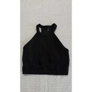 Aerie Real Good Black Ribbed Seamless Halter Tank Top Size M/M 4341 thumbnail 2