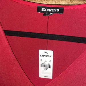 NWT Express Red V-Neck Long Bell Sleeve Open Shoulder Top Women's Size Small thumbnail 7