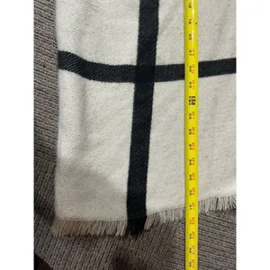 LOFT Poncho Cape Knit Sweater Ivory/Black Windowpane Check Acrylic Size M/L thumbnail 7