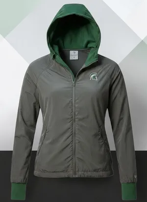 Colosseum Michigan State Spartans Women's M Gray Full Zip Hoodie Windbreaker thumbnail 1