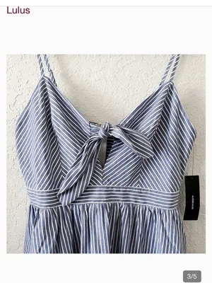 Lulu's Joyful Days Blue Pinstripe Tie-Front Midi Dress | Size Large Like New thumbnail 4