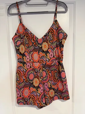 Zara Floral Print Romper Spaghetti Strap Women's Size Medium NWT Retro thumbnail 2