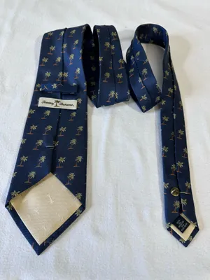 Tommy Bahama Mens Navy Blue Silk Tie Palm Tree Tropical Beach thumbnail 4