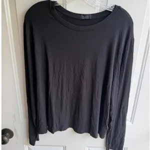 Nuuds Women's XL Vintage Cotton Long Sleeve Relaxed Everyday T-Shirt in Black thumbnail 2