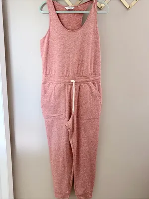 Alpine Design Women's Medium Heathered Pink Drawstring Sleeveless Jumpsuit thumbnail 2
