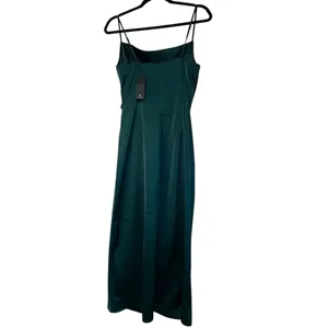 NWT - Lulus Bonafide Babe Emerald Satin Sleeveless Ruched Midi Dress!- Size S thumbnail 4