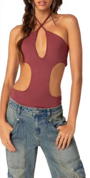 Edikted Burgandy Bodysuit  thumbnail 1