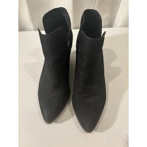 Frye Black Suede Leather Ankle Boots Booties Women's Size 9.5 Classic Block Heel thumbnail 3