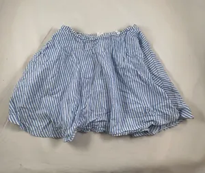 MD Blue White Cotton Stripe Mini A Line Skirt thumbnail 1