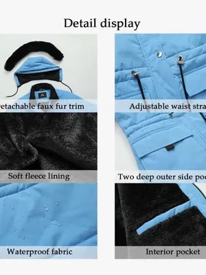Women's Denim Blue Winter Overcoat with Fleece Lining Denim Blue thumbnail 6