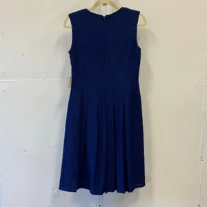 NWT Anne Klein Ultramarine Blue Textured V-Neck Pleated Fit & Flare Dress Size 2 thumbnail 2