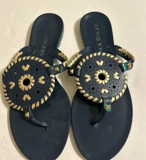 JACK ROGERS Sandals Flip Flops Navy Thong Jelly Rubber size 8 thumbnail 1
