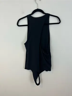 Abercrombie & Fitch High Neck Black Sleeveless Thong Bodysuit Top Size Large thumbnail 5