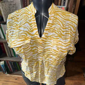 Anthropologie Maeve Amity Utility gold zebra XS blouse thumbnail 2