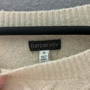 Harper & Liv Cream Knit Striped Crewneck Sweater thumbnail 5